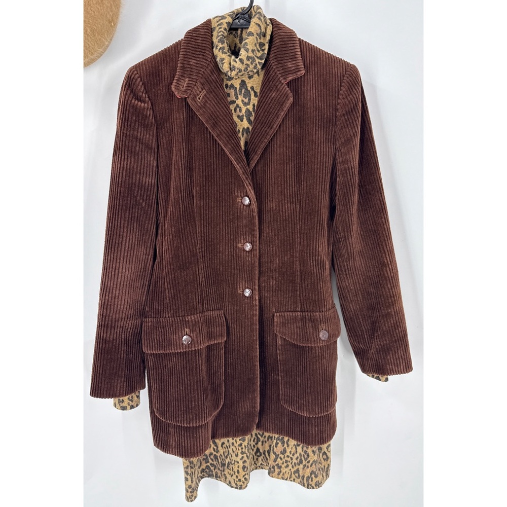 W Worth women’s vintage cotton, brown corduroy lined blazer coat B